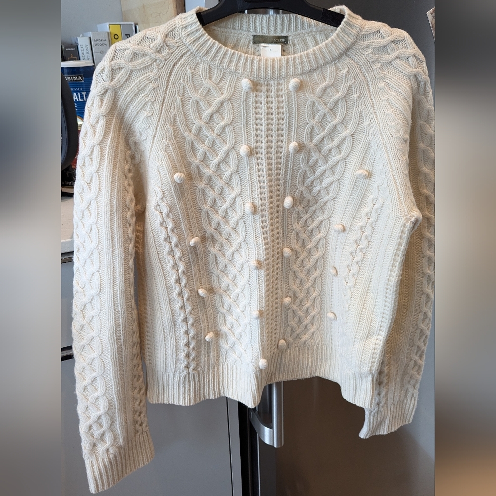 J Crew Lambswool Sweater Ivory Small